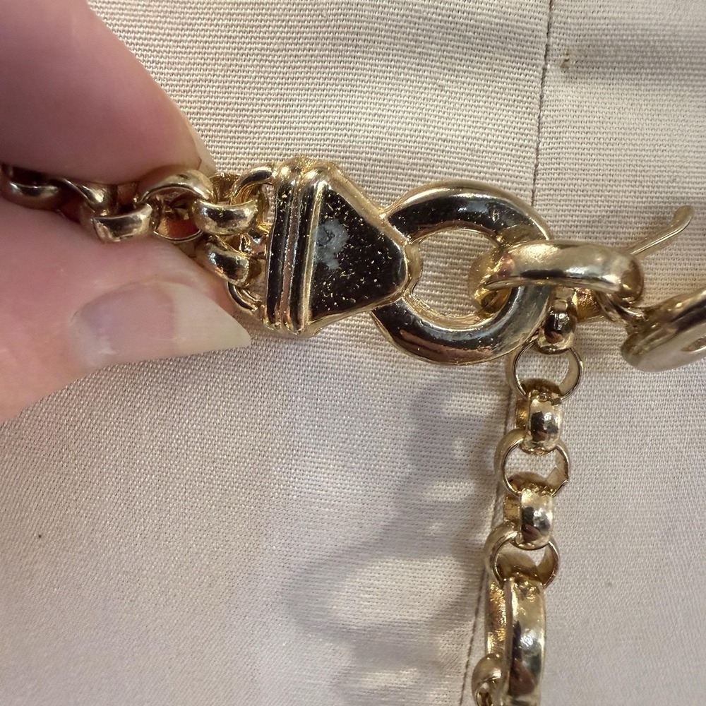 Vintage 35" Chunky Double Strand Rings Gold Tone Chain Fashion Belt Runway - Picture 2 of 12